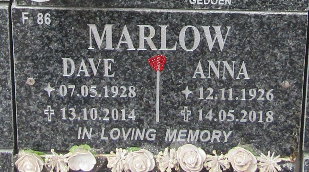 MARLOW Dave 1928-2014 &amp; Anna 1926-2018