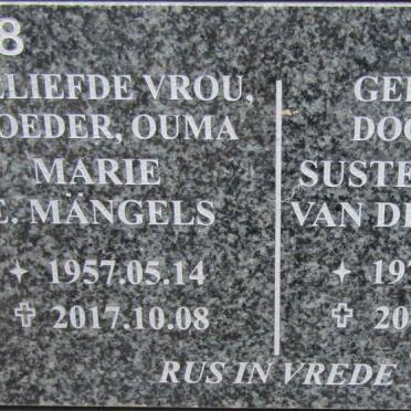 MANGELS Marie E. 1957-2017 :: VAN DE VENTER  Jackie 1976- 2016