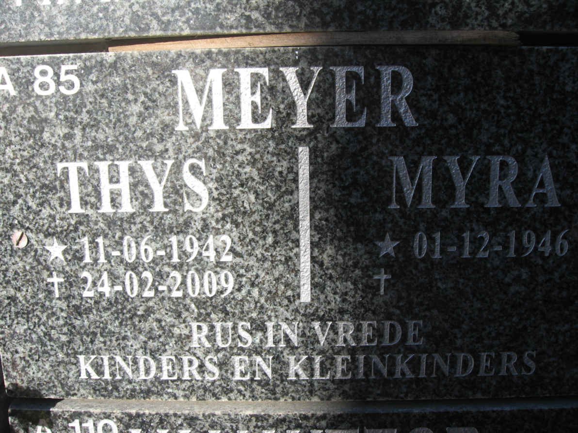 MEYER Thys 1942-2009 &amp; Myra 1946-