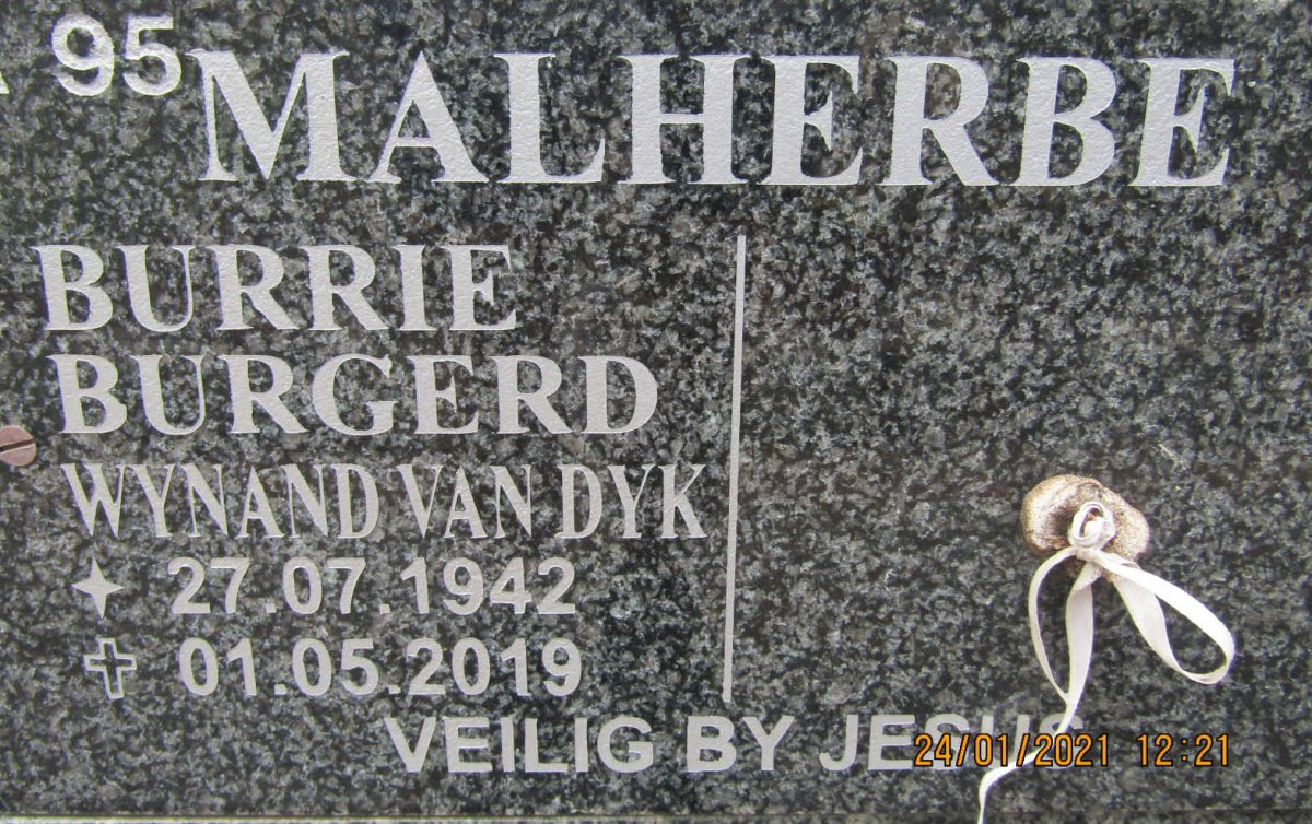 MALHERBE Burrie Burgerd Wynand van Dyk 1942-2019
