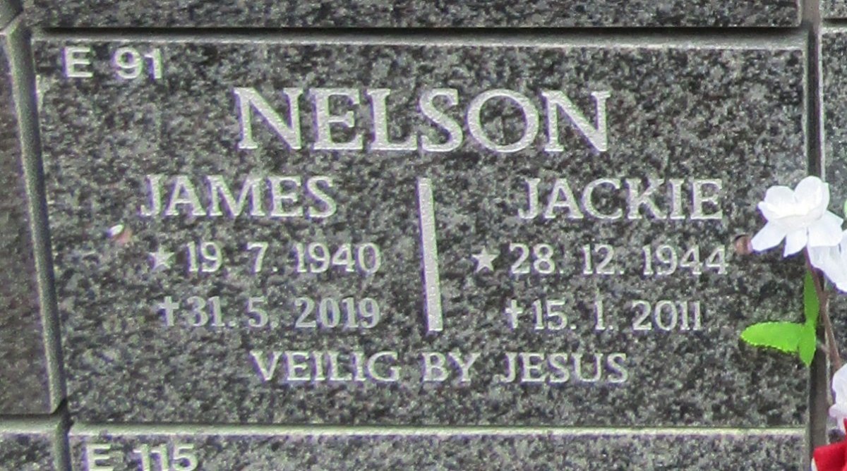 NELSON James 1940-2019 &amp; Jackie 1944-2011