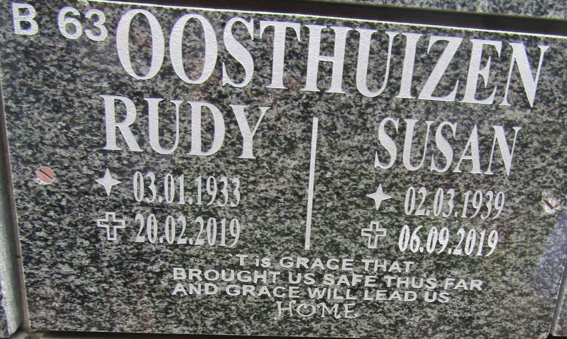 OOSTHUIZEN Rudy 1933-2019 &amp; Susan 1939-2019