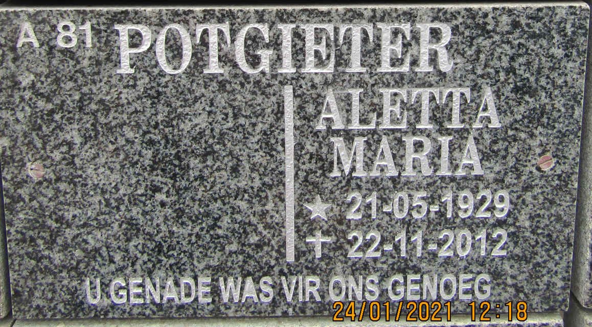 POTGIETER Aletta Maria 1929-2012