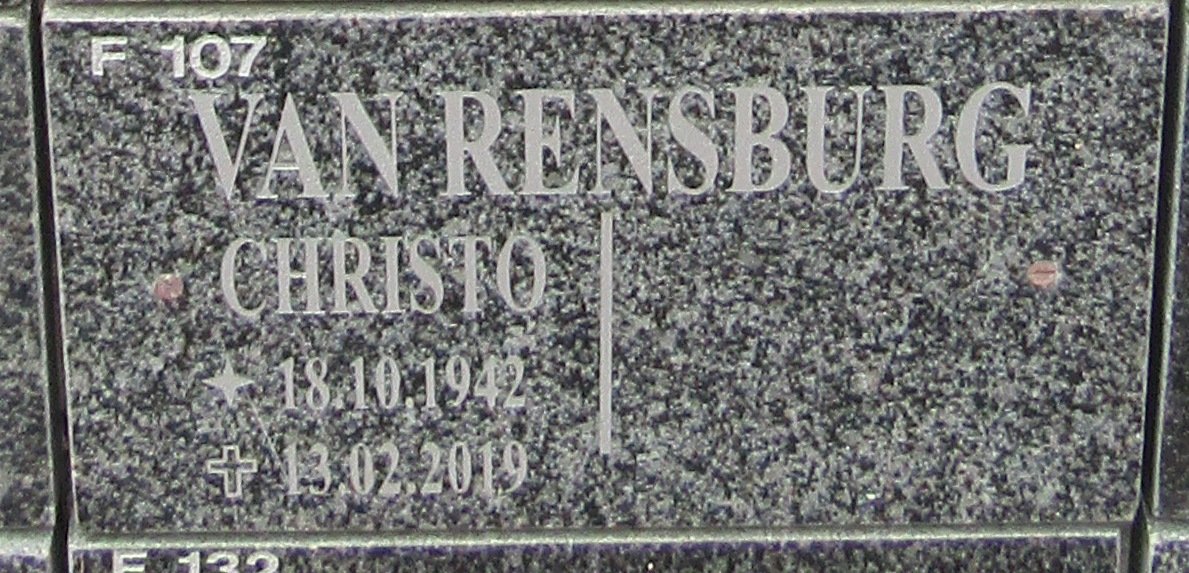 RENSBURG Christo, van 1942-2019