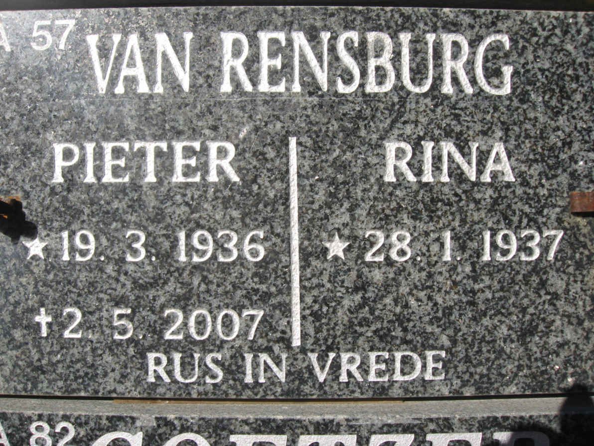 RENSBURG Pieter, van 1936-2007 &amp; Rina 1937-