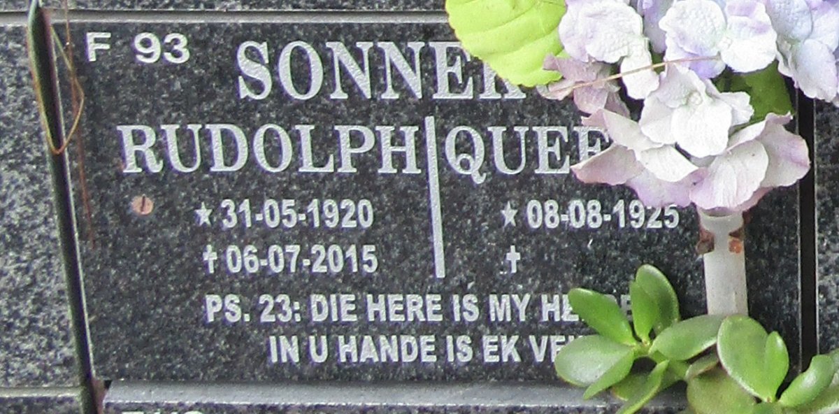 SONNEKUS Rudolph 1920-2015 &amp; Quee? 1925-