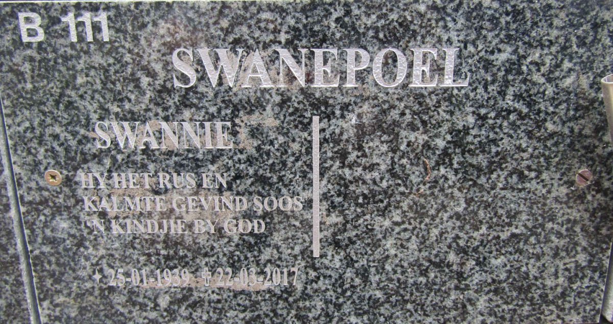 SWANEPOEL Swannie 1939-2017