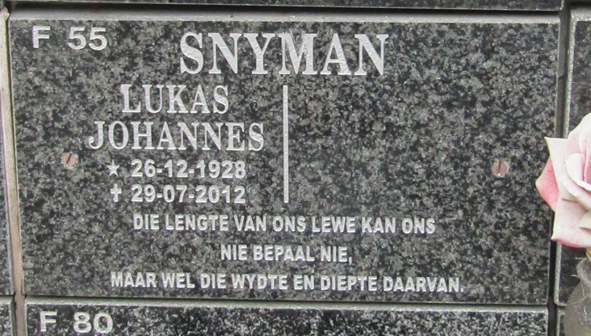 SNYMAN Lukas Johannes 1928-2012