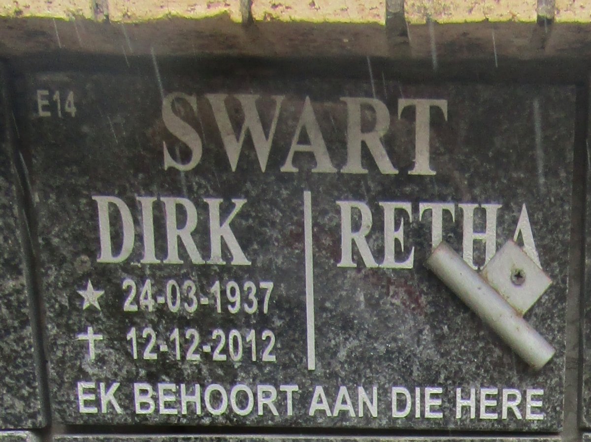 SWART Dirk 1937-2012 &amp; Retha