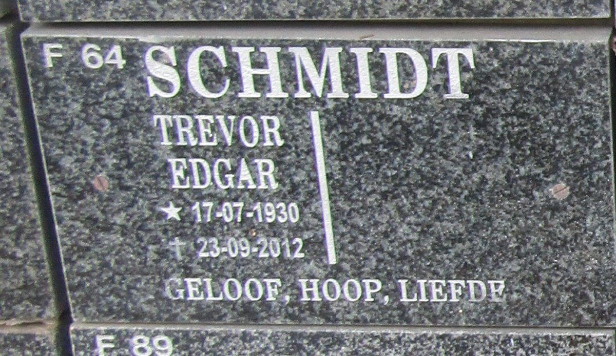 SCHMIDT Trevor Edgar 1930-2012
