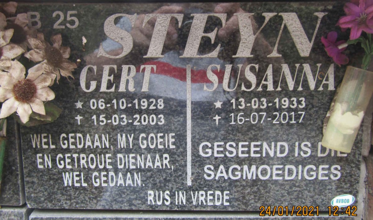 STEYN Gert 1928-2003 &amp; Susanna 1933-2017