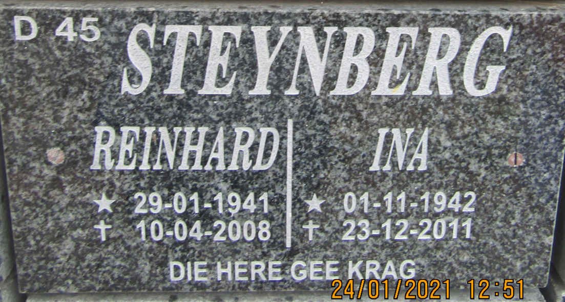STEYNBERG Reinhard 1941-2008 &amp; Ina 1942-2011