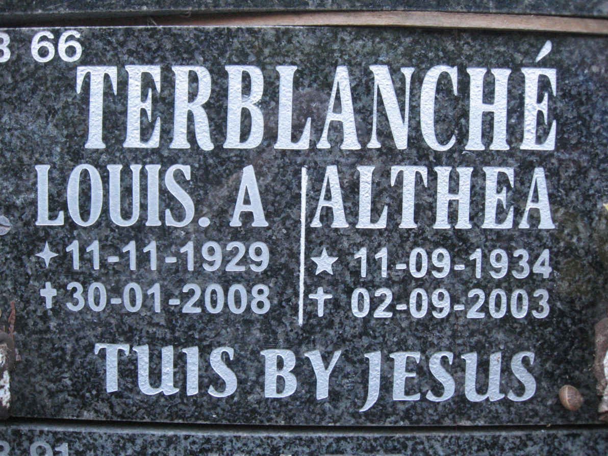 TERBLANCHE Louis A. 1929-2008 &amp; Althea 1934-2003