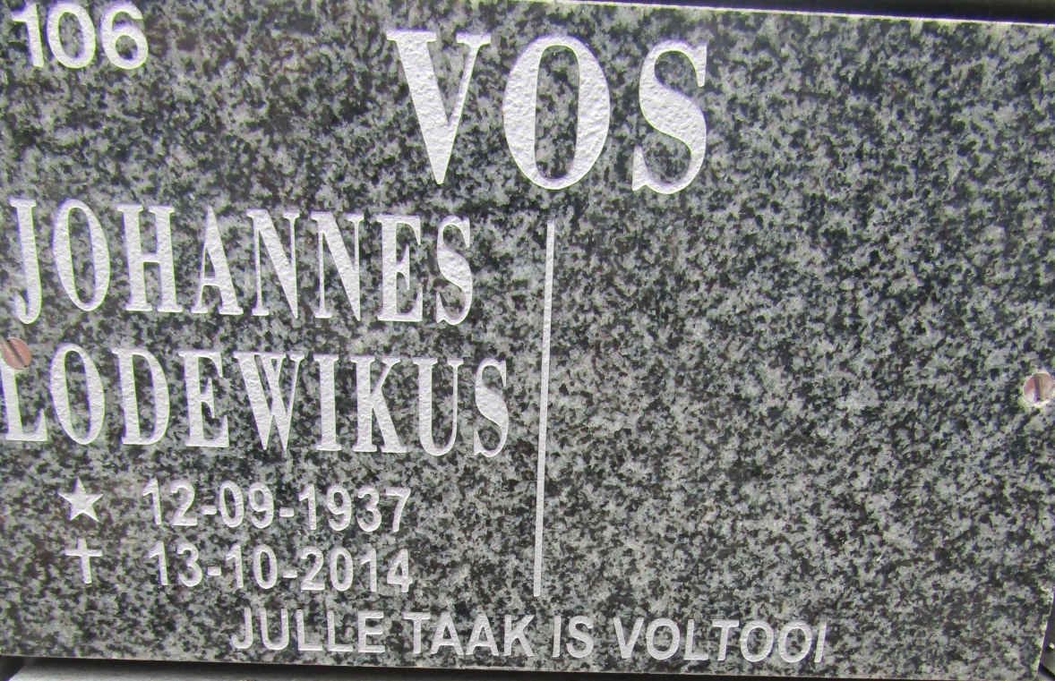VOS Johannes Lodewikus 1937-2014