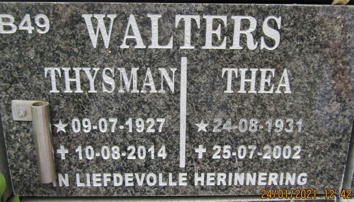 WALTERS Thysman 1927-2014 &amp; Thea 1931-2002