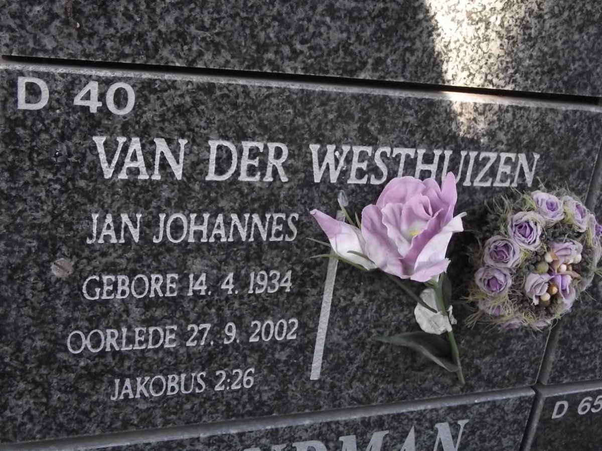 WESTHUIZEN Jan Johannes, van der 1934-2002