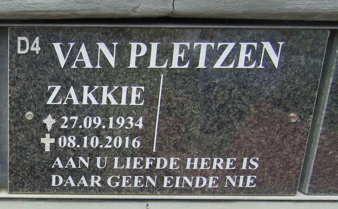 PLETZEN Zakkie, van 1934-2016