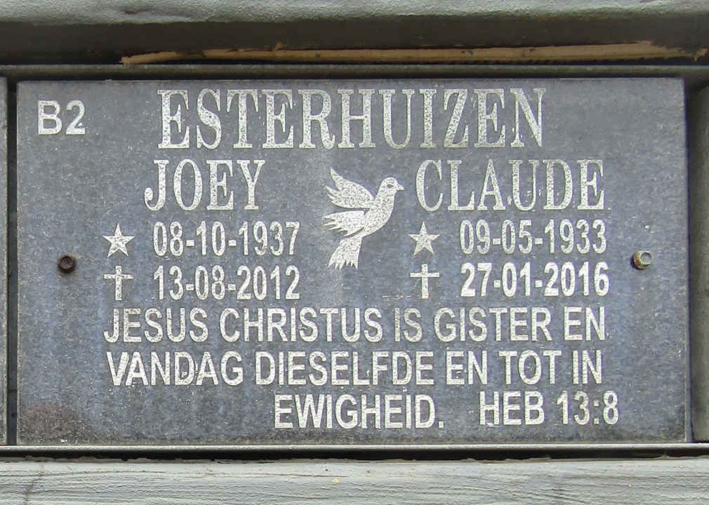 ESTERHUIZEN Claude 1933-2016 &amp; Joey 1937-2012