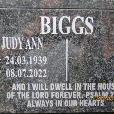 BIGGS Judy Ann 1939-2022