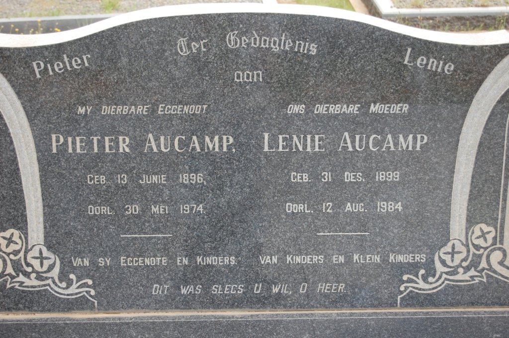 AUCAMP Pieter 1896-1974 &amp; Lenie 1898-1984