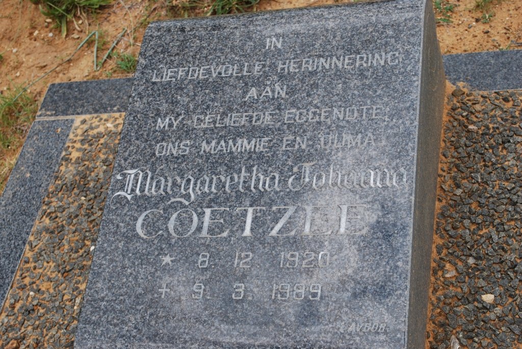 COETZEE Margaretha Johanna 1920-1989