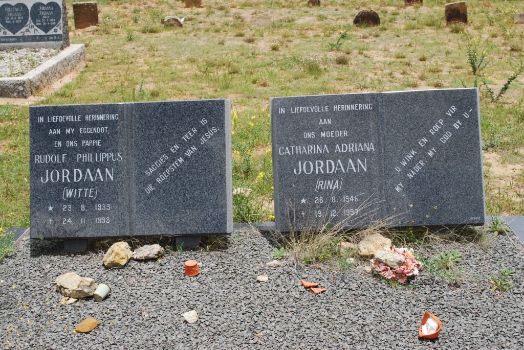 JORDAAN Rudolf Phllippus 1933-1993 &amp; Catharina Adriana 1946-1997