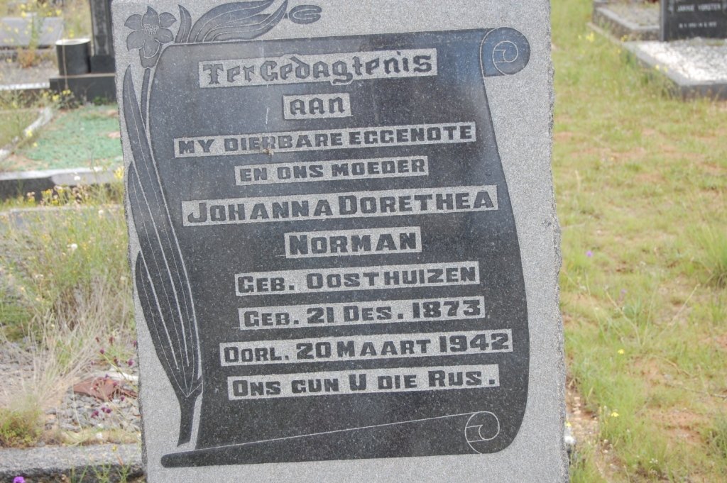 NORMAN Johanna Dorethea nee OOSTHUIZEN 1873-1942