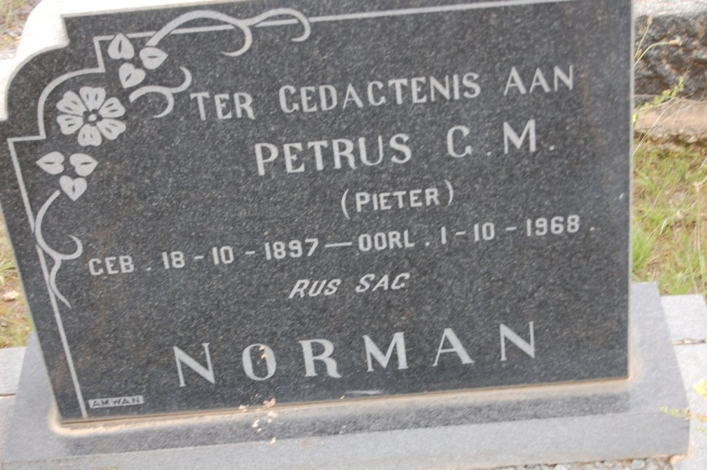 NORMAN Petrus G.M. 1897-1968