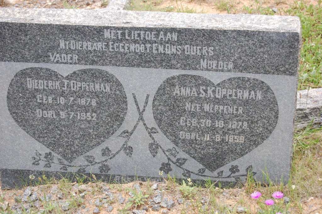 OPPERMAN Diederik J. 1878-1952 &amp; Anna S.K. WEPENER 1878-1958
