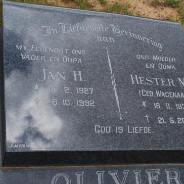 OLIVIER Jan H. 1927-1992 &amp; Hester M. WAGENAAR 1931-2008