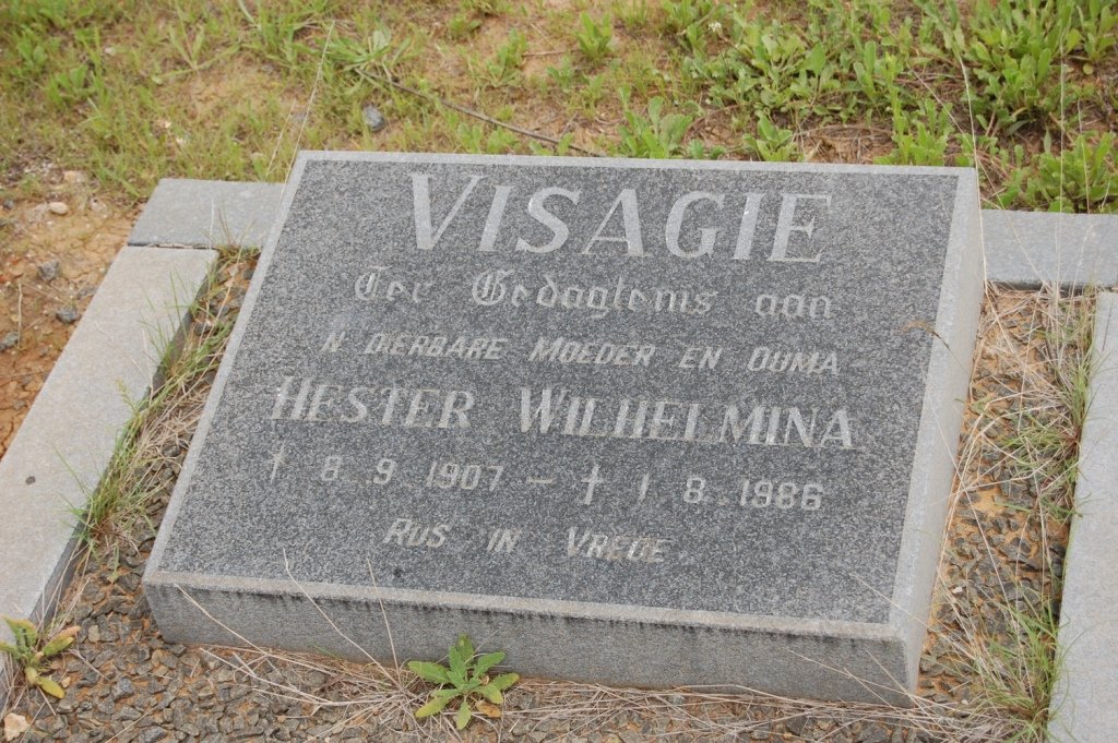 VISAGIE Hester Wilhelmina 1907-1986