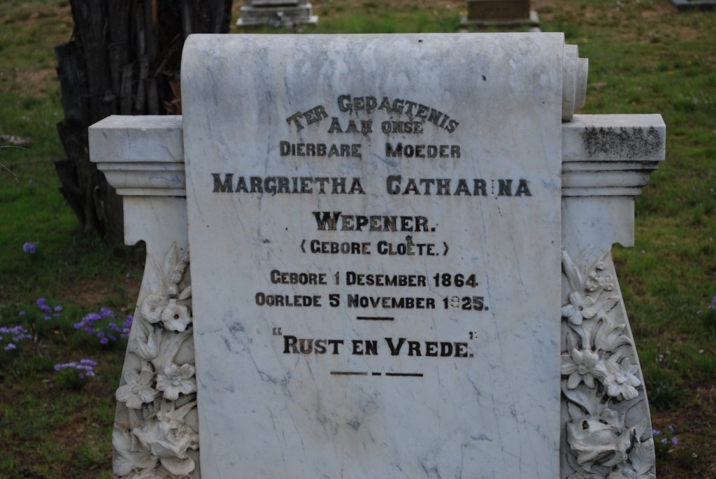 WEPENER Margrietha  Catharina nee CLOETE 1864-1925