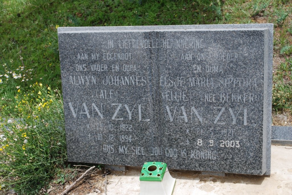 ZYL Alwyn Johannes, van 1922-1994 &amp; Elsje Maria Seppora BEKKER 1921-2003