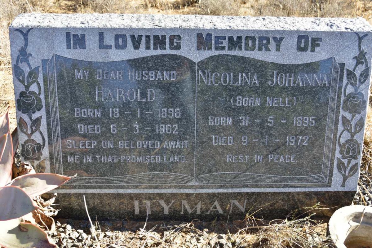 HYMAN Harold 1898-1962 &amp; Nicolina Johanna NELL 1895-1972