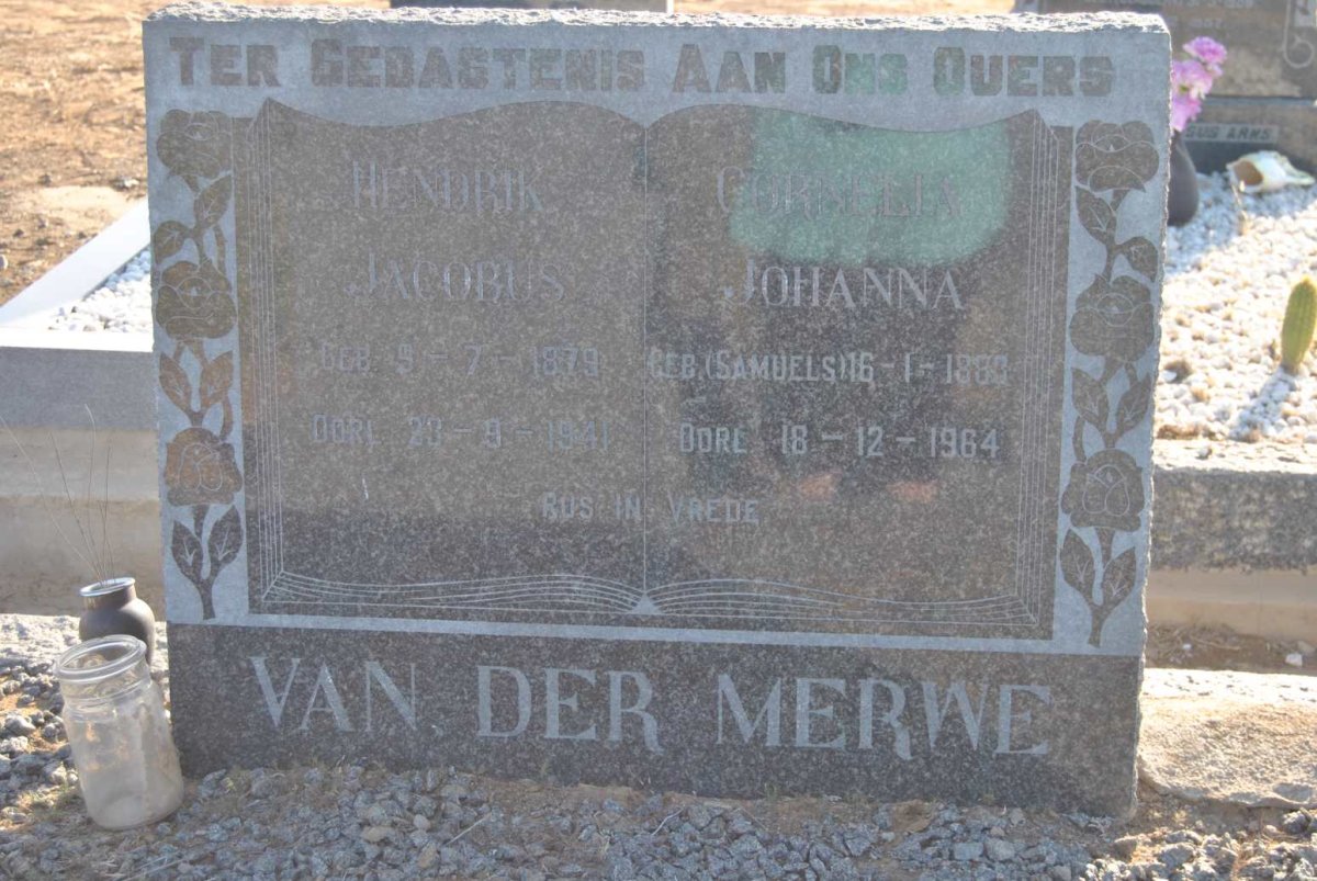MERWE Hendrik Jacobus, van der 1879-1941 &amp; Cornelia Johanna SAMUELS 1883-1964