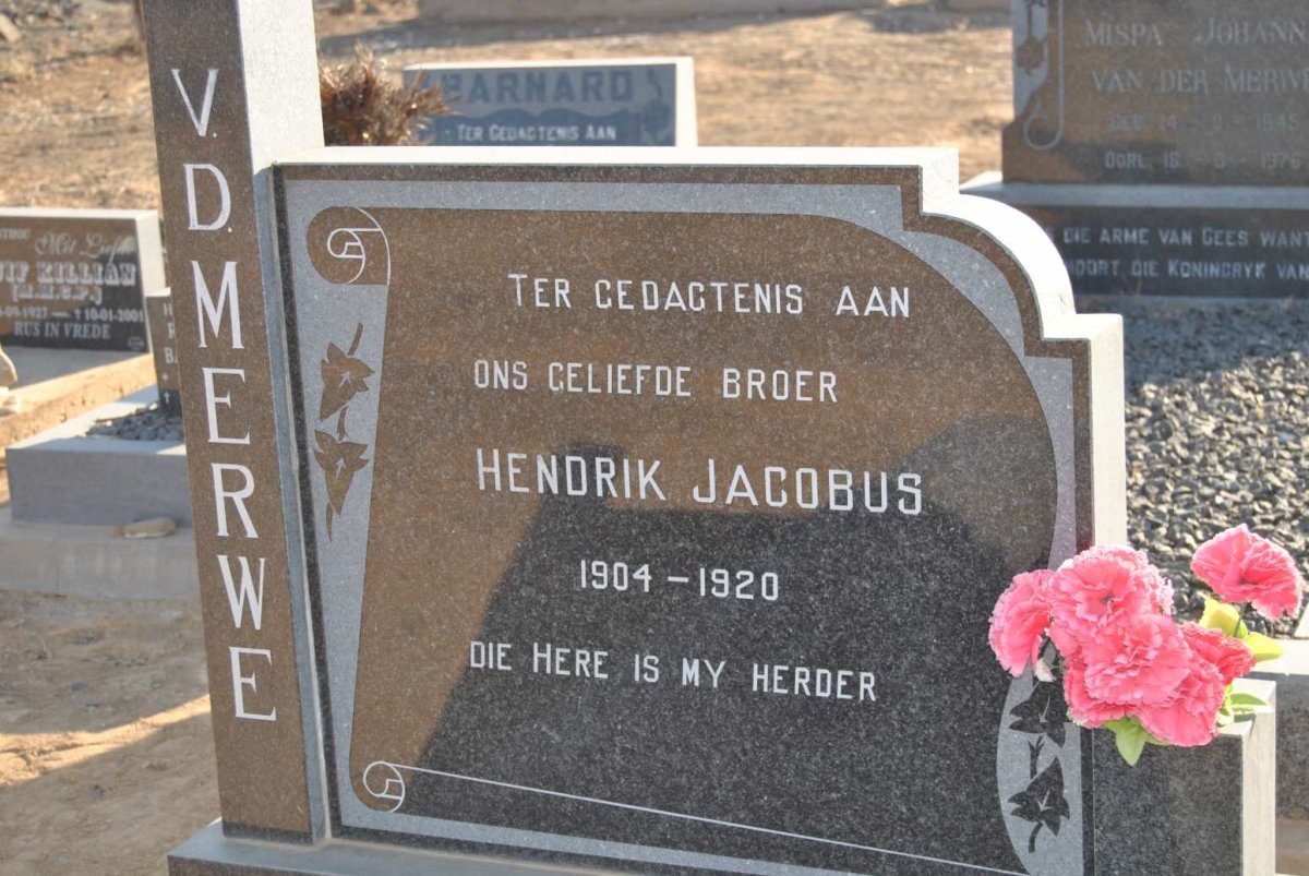 MERWE Hendrik Jacobus, v.d. 1904-1920