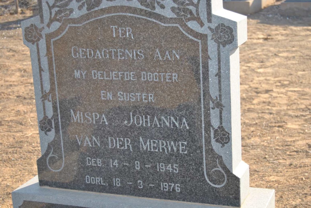 MERWE Mispa Johanna, van der 1945-1976