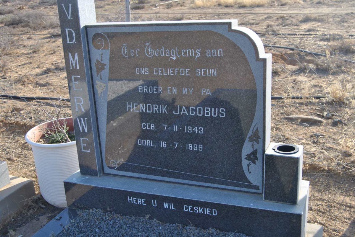 MERWE Hendrik Jacobus, v.d. 1943-1999
