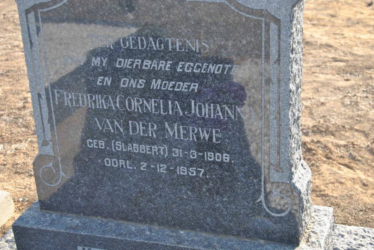 MERWE Fredrika Cornelia Johanna, van der nee SLABBERT 1906-1957