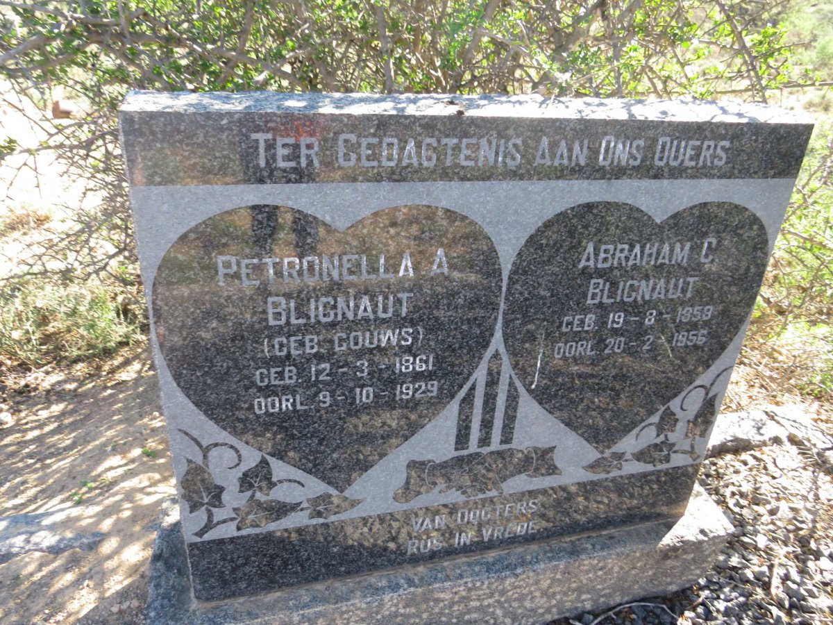 BLIGNAUT Abraham C. 1858-1956 & Petronella A. GOUWS 1861-1929
