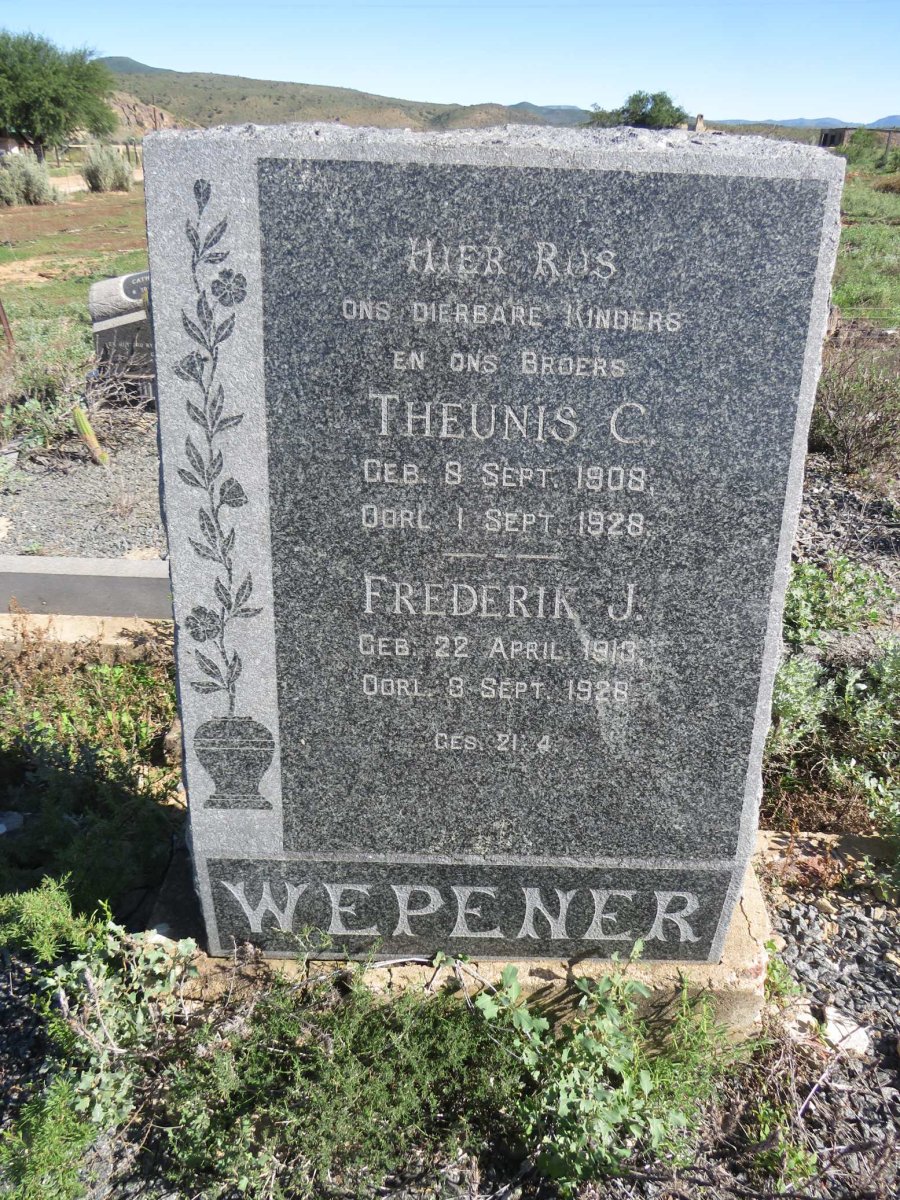 WEPENER Theunis C. 1908-1928 :: WEPENER Frederik J. 1913-1928