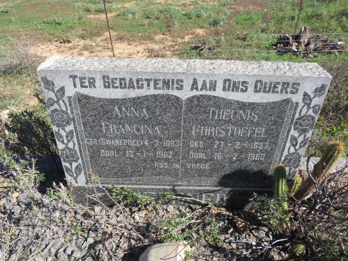 WEPENER Theunis Christoffel 1887-1960 & Anna Francina SWANEPOEL 1883-1962