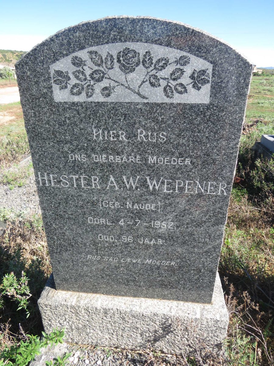 WEPENER Hester A.W. nee NAUDE 1856-1952