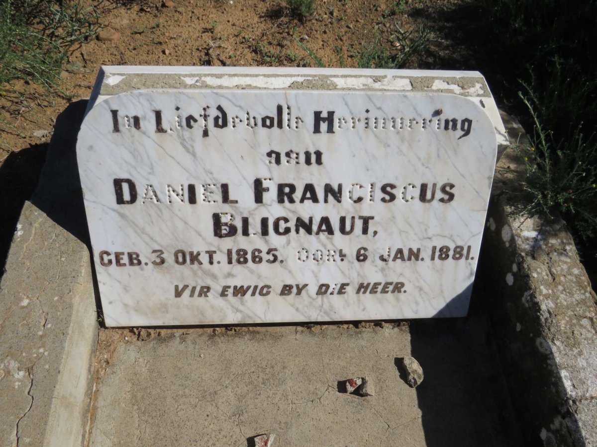 BLIGNAUT Daniel Franciscus 1865-1881