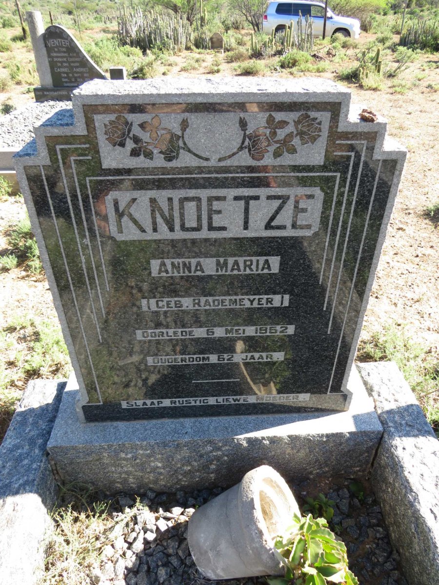 KNOETZE Anna Maria nee RADEMEYER -1952