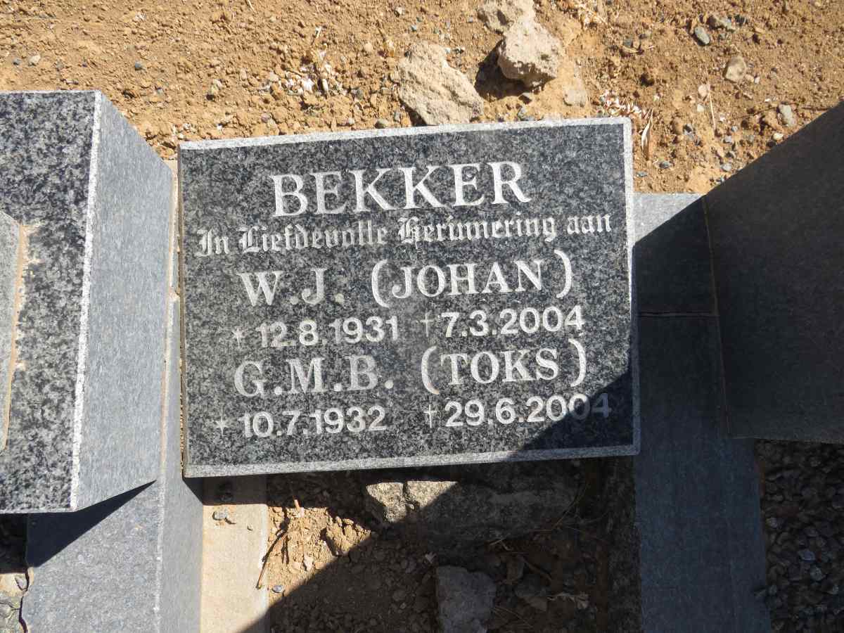 BEKKER W.J. 1931-2004 :: BEKKER G.M.B. 1932-2004
