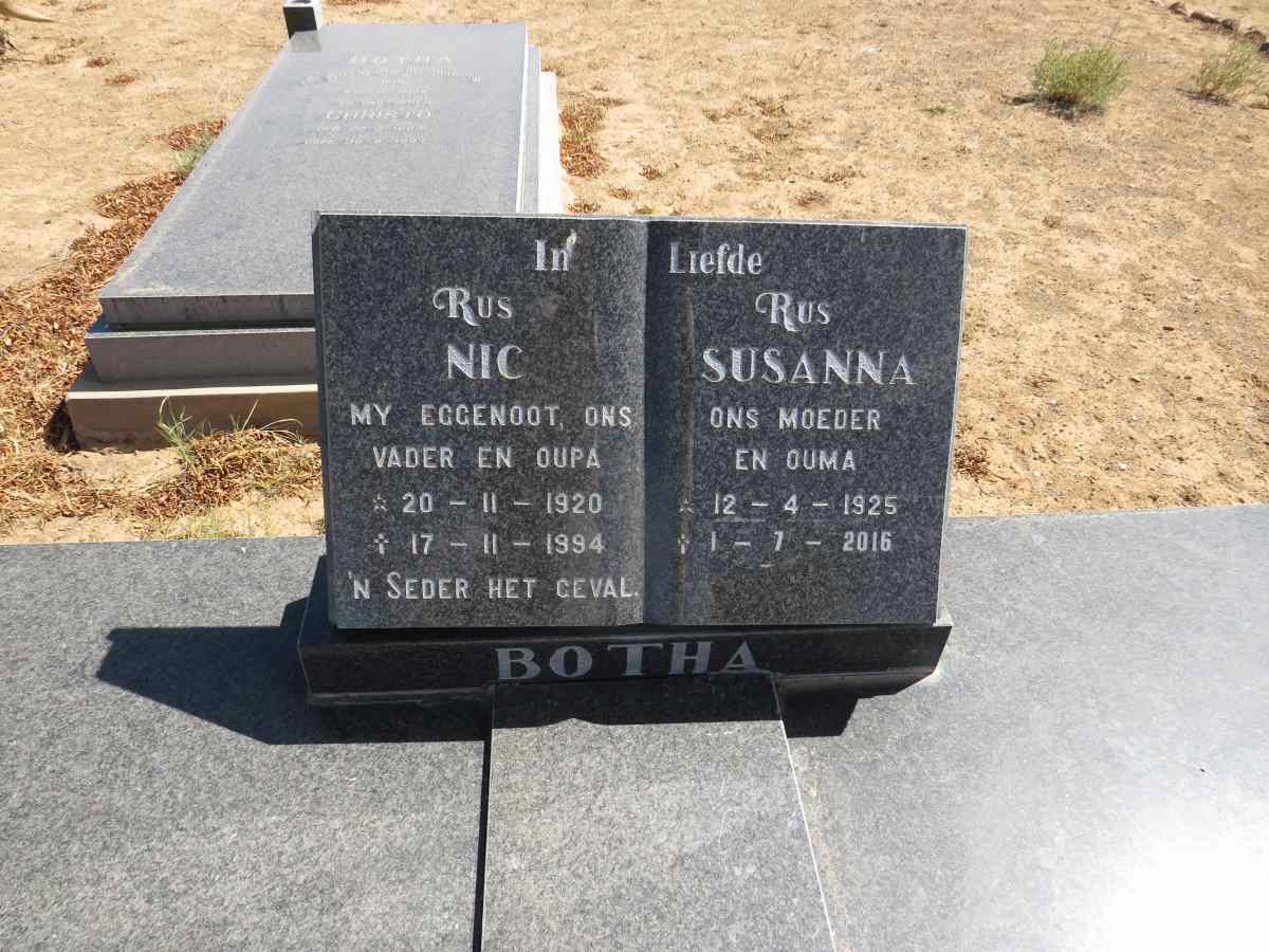 BOTHA Nic 1920-1994 & Susanna 1925-2016
