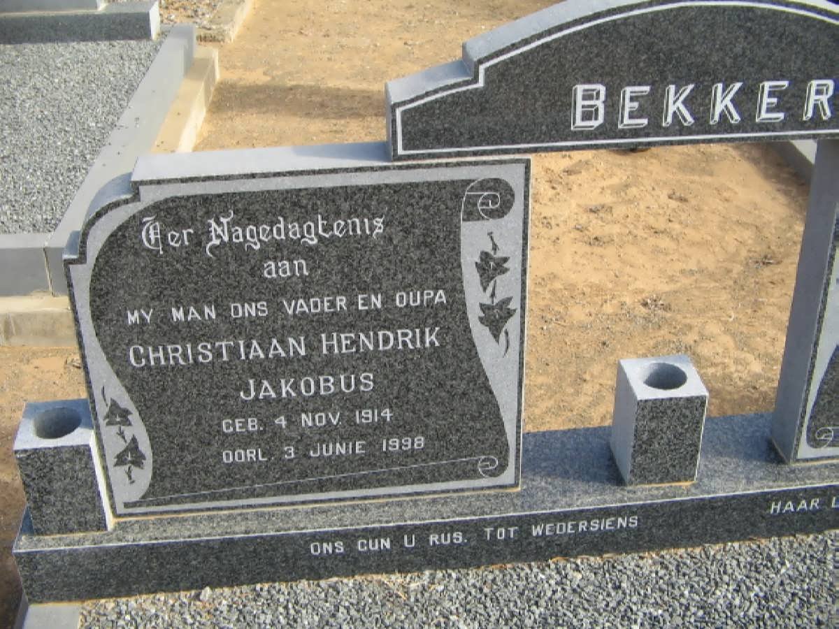 BEKKER Christiaan Hendrik Jakobus 1914-1998 &amp; Christina Johanna DU PISANIE 1922- _1