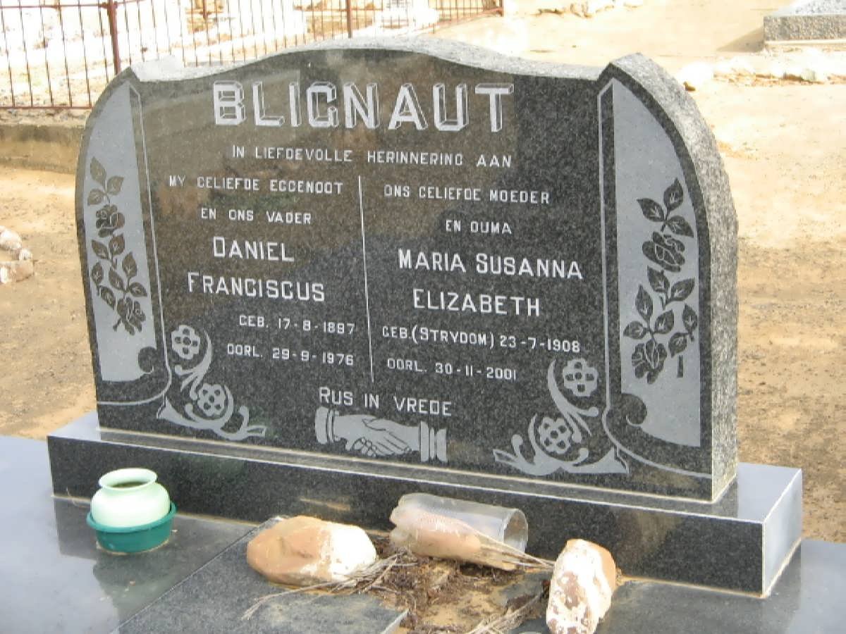 BLIGNAUT Daniel Franciscus 1887-1976 &amp; Maria Susanna Elizabeth STRYDOM 1908-2001