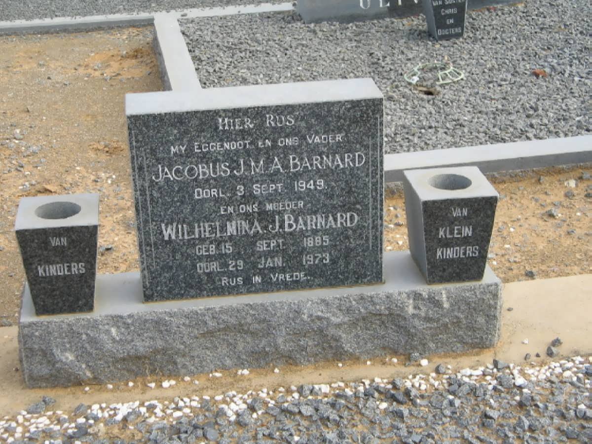 BARNARD Jacobus J.M.A. -1949 &amp; Wilhelmina J. 1885-1973